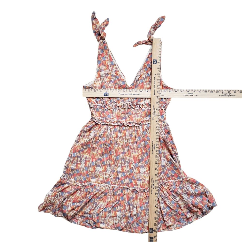 Gypsies & Moondust Mini Sun Dress Small Geometric Tie Shoulder Boho - Picture 6 of 10